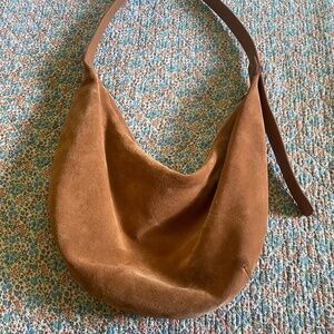 Arket Curved Suede Bag Camel